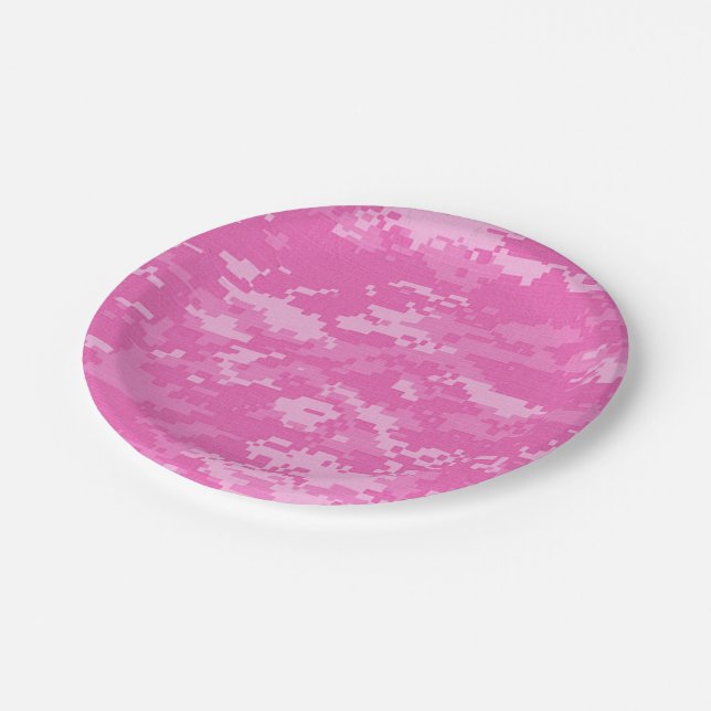 Pink ARMY ACU Camo Camouflage Paper Plates (Angled)