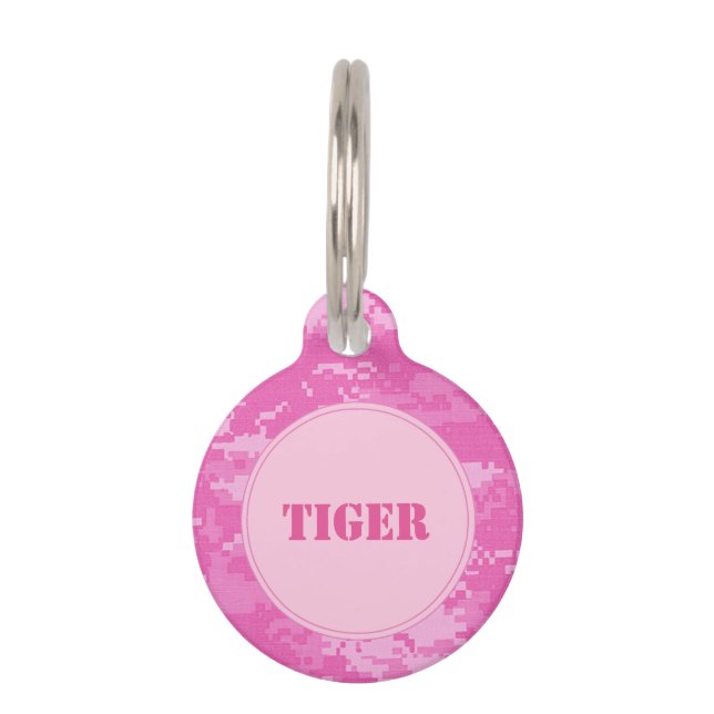 Pink ARMY ACU Camo Camouflage Pet Name Tag (Front)