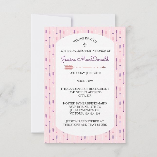 Pink Arrows - 3x5 Bridal Shower Invitation (Front)