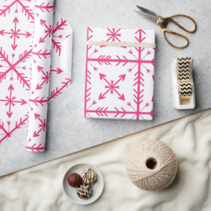 Pink arrows pattern on white wrapping paper