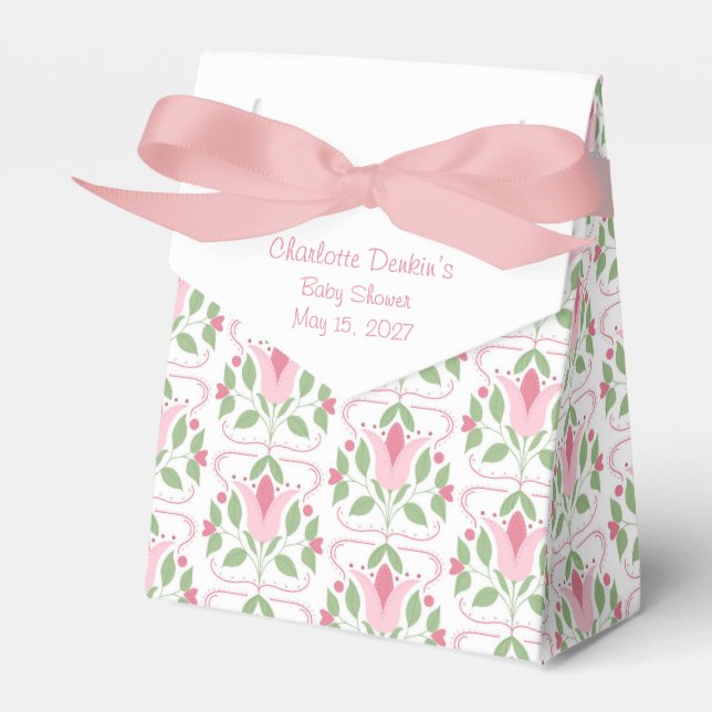 Pink Art Deco Baby Shower Favour Box (Front Side)