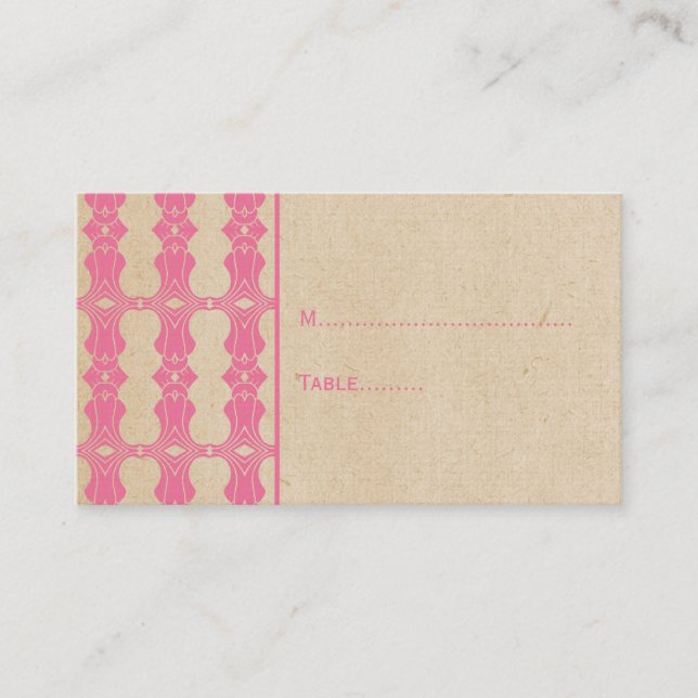 Pink Art Deco Border Place Card (Front)