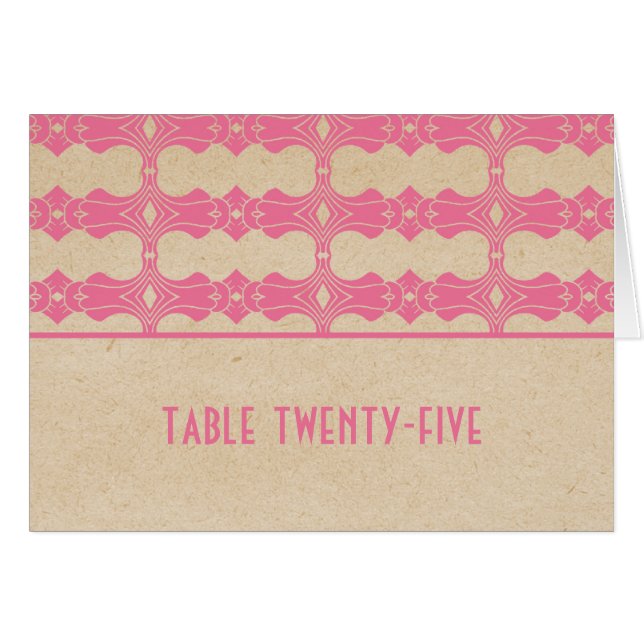Pink Art Deco Border Table Number Card (Front Horizontal)