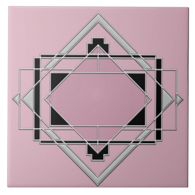 Pink Art Deco Ceramic Tile. Tile (Front)
