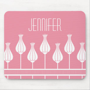Pink Art Deco Floral Mousepad