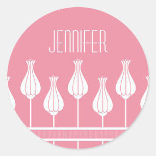 Pink Art Deco Floral Stickers