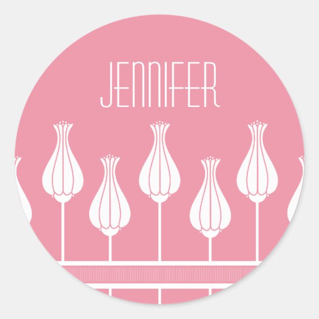 Pink Art Deco Floral Stickers (Front)