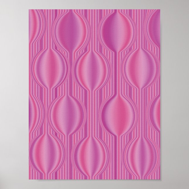 Pink Art Deco Geometric Pattern Modern Poster (Front)