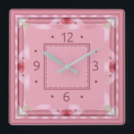 Pink Art Deco Square Wall Clock<br><div class="desc">Great design. You will love it like others. Be free to use this design for other product or to add your text. Thank you. Follow me for more. Have a nice day.</div>
