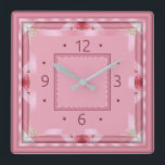 Pink Art Deco Square Wall Clock<br><div class="desc">Great design. You will love it like others. Be free to use this design for other product or to add your text. Thank you. Follow me for more. Have a nice day.</div>