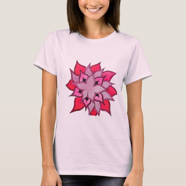 Pink art flower floral pattern T-Shirt (Front)