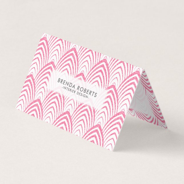 Pink Art-Geco Geometric Pattern Business Card (Front)