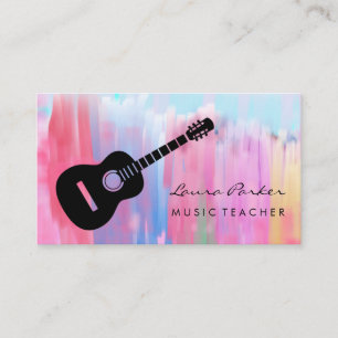 Pink Art Music Teacher Guitar Player instrument  Business Card