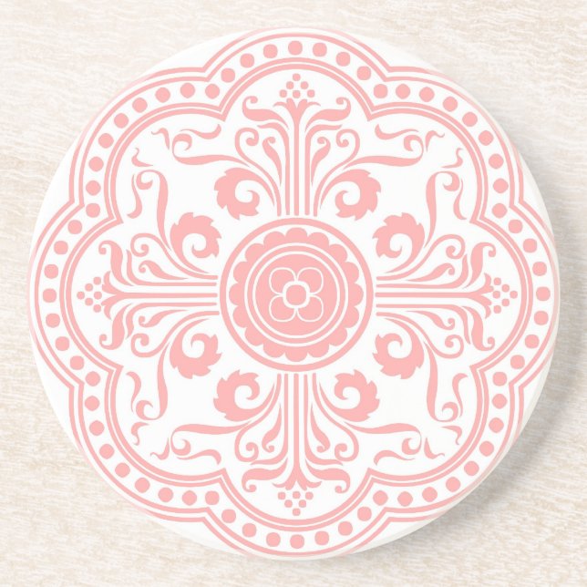 Pink Art Nouvea Floral Pattern Coaster (Front)