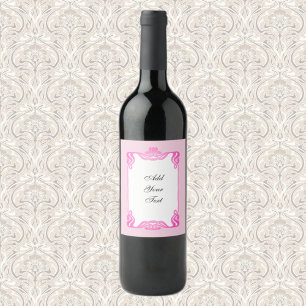 Pink Art Nouveau Border Wine Label