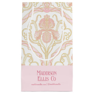Pink Art Nouveau Floral Business Gift Bag