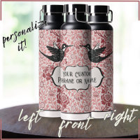 Pink Art Nouveau Floral Girly Grunge Hummingbirds