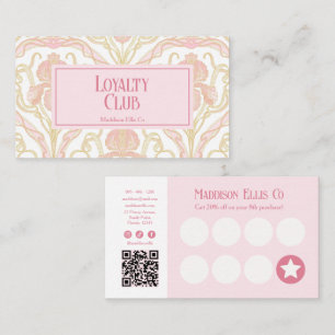 Pink Art Nouveau Floral Loyalty Club Card
