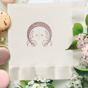Pink Art Nouveau Monogram Initials Table Decor Napkin