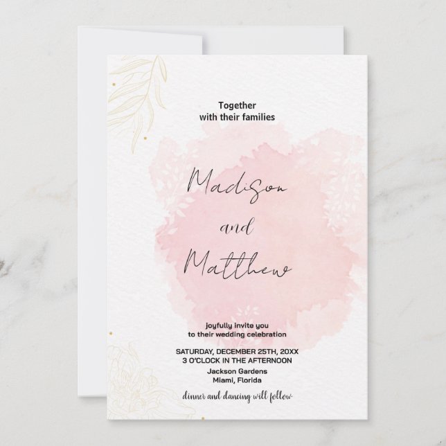 Pink Art Wedding Invitations (Front)