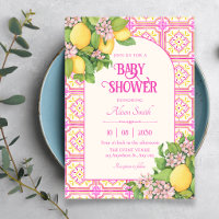 Pink Artistic tile floral baby shower