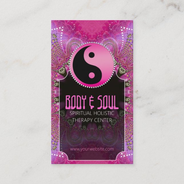 Pink Artistry YinYang New Age Yoga Business Cards (Front)