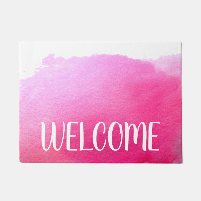 Pink arty watercolor theme welcome mat (Front)