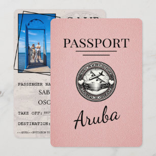 Pink Aruba Passport Save The Date