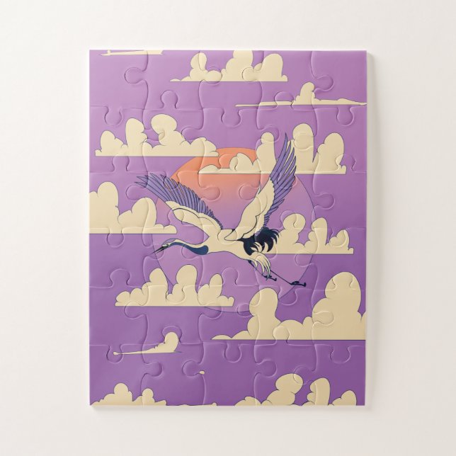Pink Asian Crane Bird Jigsaw Puzzle (Vertical)