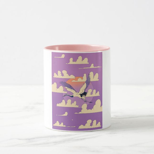 Pink Asian Crane Bird Mug (Center)