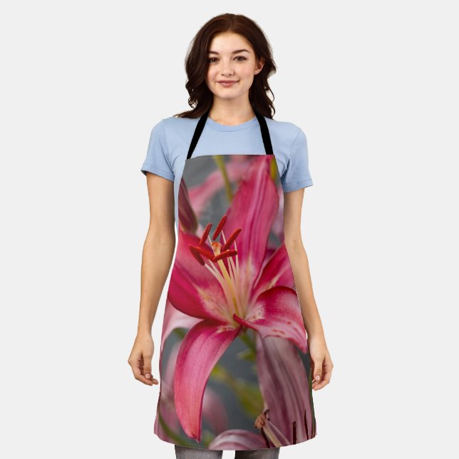 Pink Asiatic Lily: Floral Apron (Worn)