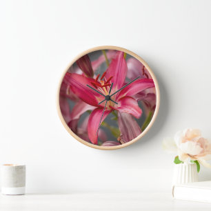 Pink Asiatic Lily, Flower Photography Clock