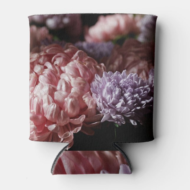 Pink Aster Bouquet: Baroque Lighting. Can Cooler (Front)