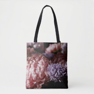 Pink Aster Bouquet: Baroque Lighting. Tote Bag
