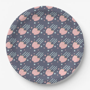 Pink Asteroid Stars Galaxy Birthday Paper Plate