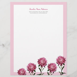 Pink Asters Personalizable Letterhead Design
