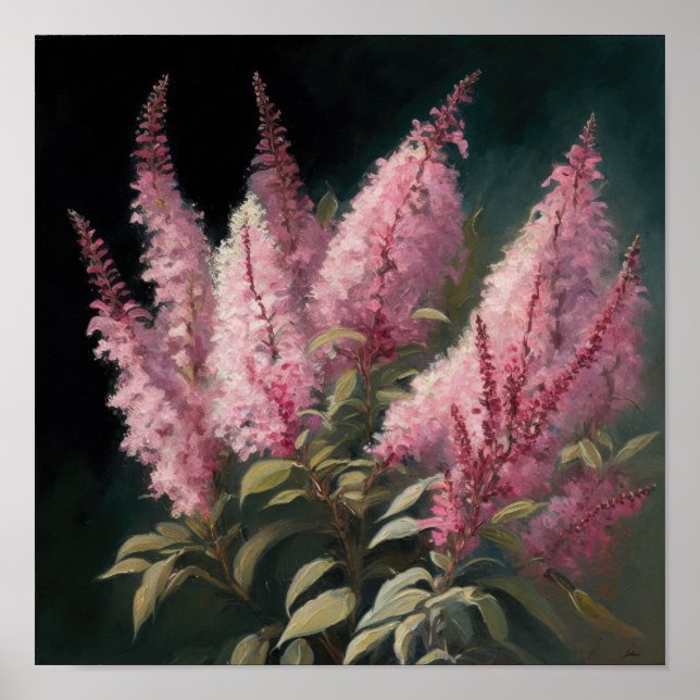 Pink Astilbe Flower Art Print Poster (Front)