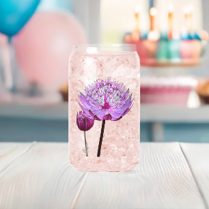 Pink Astrantia Flower Floral Can Glass