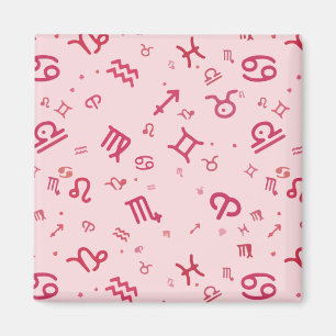 Pink Astrology Zodiac Symbol Sign Magnet