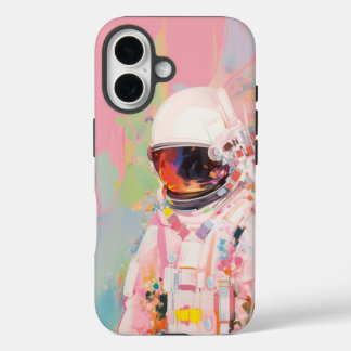 pink astronaut abstract painting iPhone Case
