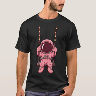 Pink Astronaut On The Swing - Cute Astronaut T-Shirt