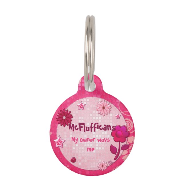 Pink at Play Jewelled ID PERSONALIZED Pet Tag (Front)