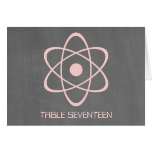 Pink Atomic Chalkboard Table Number Card