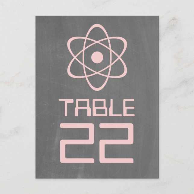 Pink Atomic Chalkboard Table Number Postcard (Front)