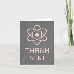 Pink Atomic Chalkboard Thank You Card