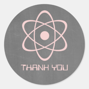 Pink Atomic Chalkboard Thank You Stickers