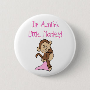 Pink Auntie's Monkey 6 Cm Round Badge