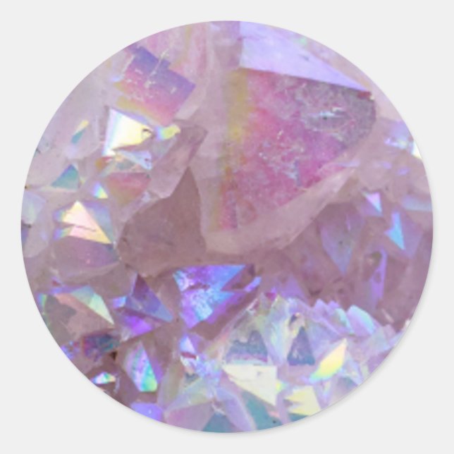 Pink Aura Crystals Classic Round Sticker (Front)