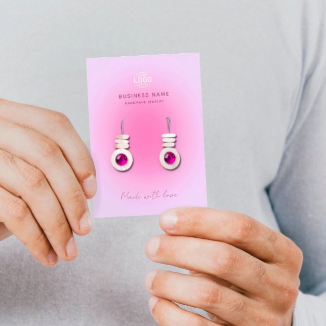 Pink Aura Modern Stylish Earrings Display Card (Creator Uploaded)