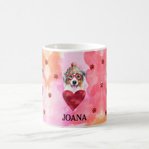 Pink Australian Shepherd Valentine's Day Gift Dog Coffee Mug
